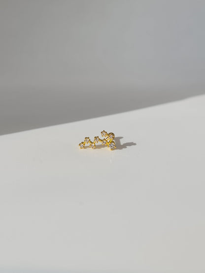 The Constellations Scorpio 18k Gold Plated Stainless Steel Cubic Zirconia Ear Climber Zodiac Star Sign Cartilage Lobe Stud Earring.
