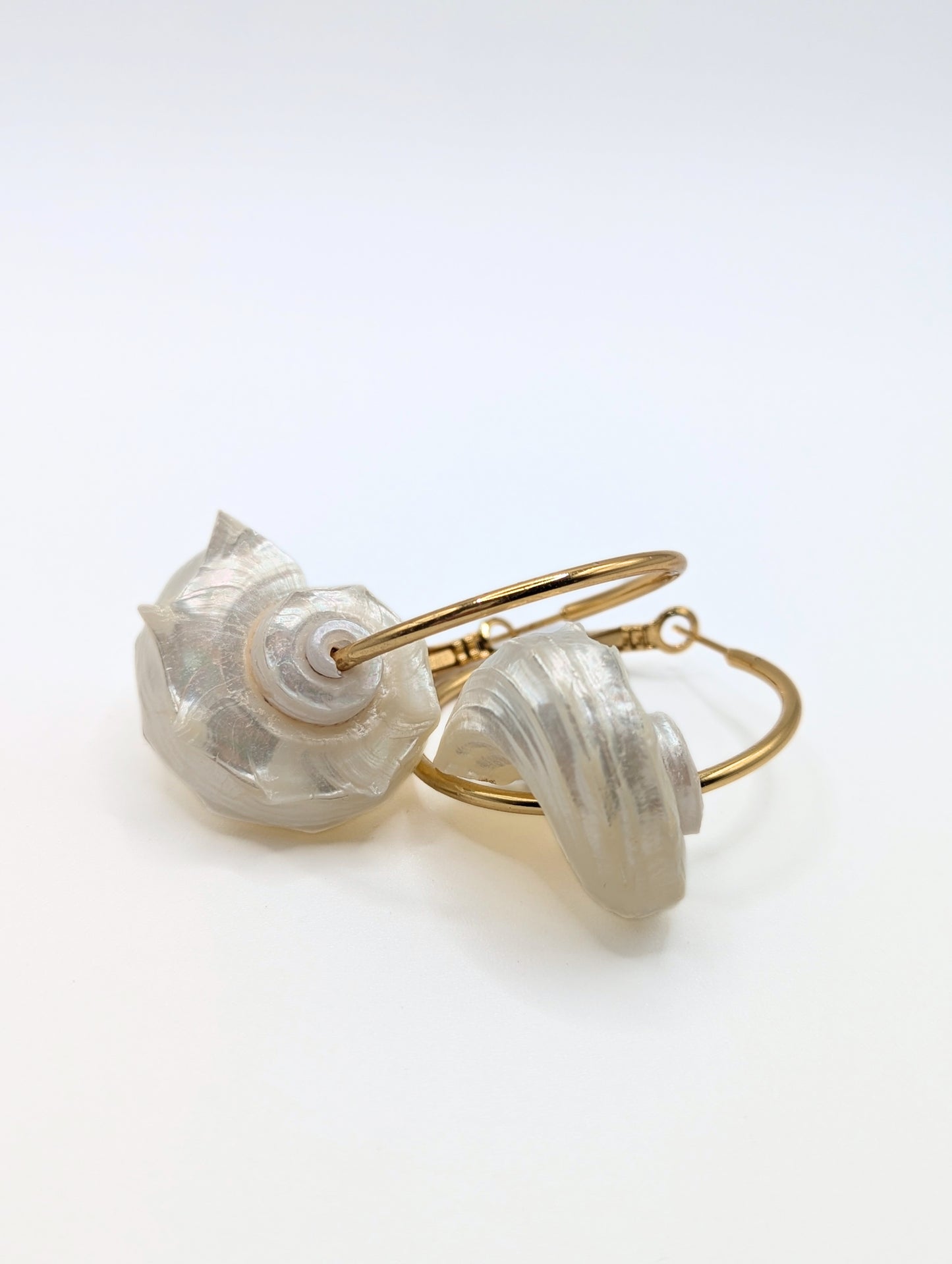 The Cannes Conch Shell 18k Gold Plated Hoop Earrings- Natural & Waterproof