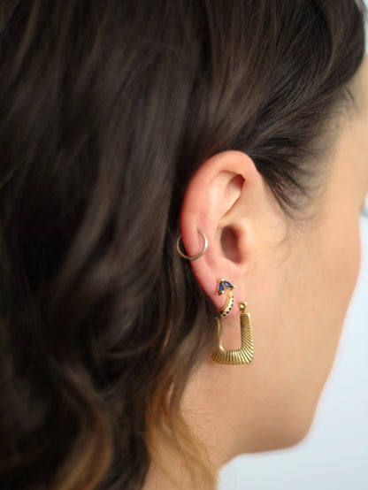 The Arthur 18k Gold Plated Stainless Steel Etched Rectangle Hoop Earrings.