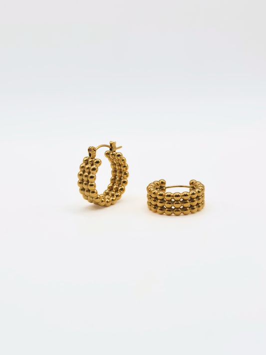 The Bali Collection 18k Gold Plated Stainless Steel Beaded Hoop Earrings.