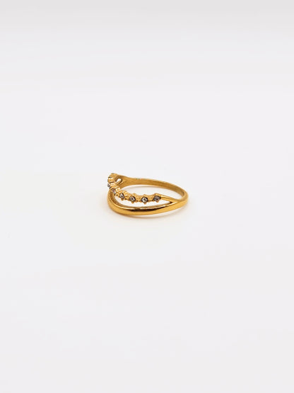 The Celeste 18k Gold Plated Stainless Steel Constellation Double Stacking Ring.