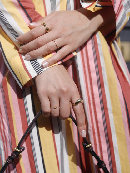 The Waverly 18k Gold Plated Tarnish-Free Fine Crystal Wavy Layering Ring