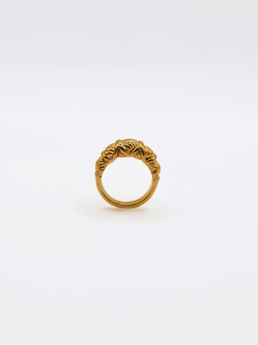 The Bali Collection 18k Gold Plated Stainless Steel Etched Twist Dome Ring.