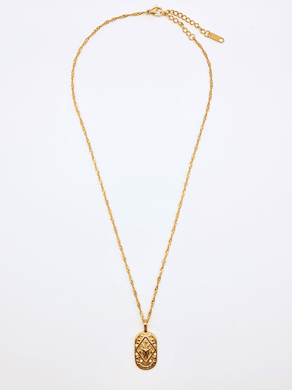 The Kiki Capricorn 18k Gold Plated Stainless Steel Zodiac Starsign Crystal Necklace.