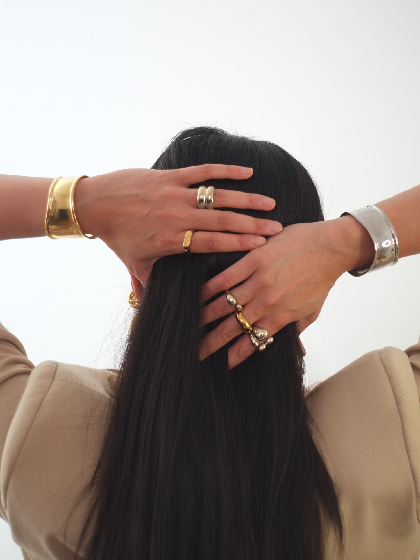 The Barrel Silver Finish Tarnish-Free Ridged Band Ring