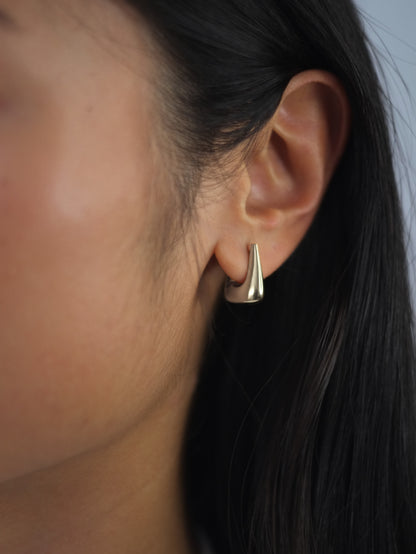 The Tate Silver Finish Tarnish-Free Hinged Triangle Hoop Earrings