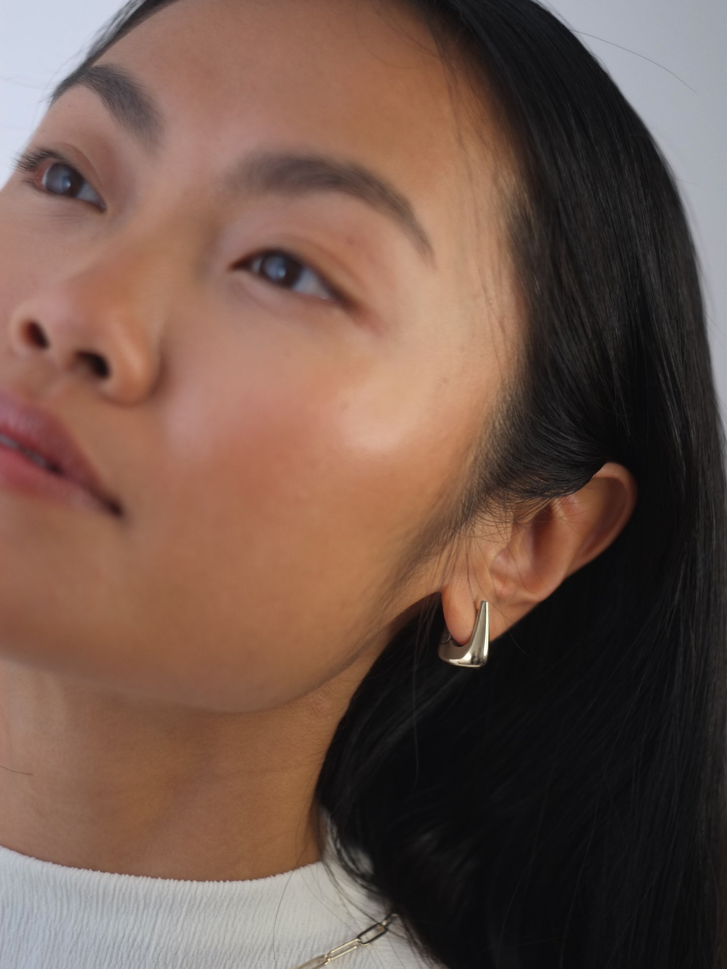The Tate Silver Finish Tarnish-Free Hinged Triangle Hoop Earrings