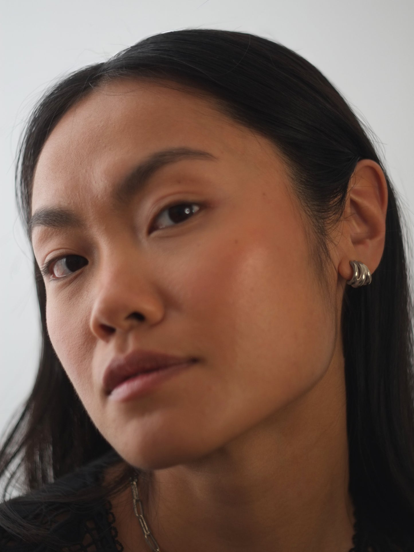 The Triad Silver Finish Tarnish-Free Triple Stud Earrings