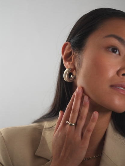 The Tubus Silver Finish Tarnish-Free Statement Tube Hoop Earrings