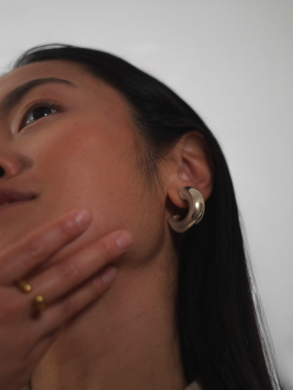 The Tubus Silver Finish Tarnish-Free Statement Tube Hoop Earrings