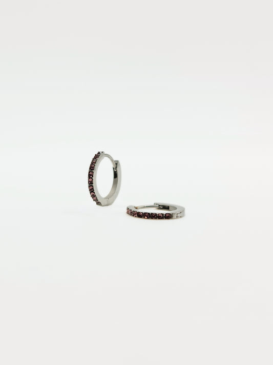 The Maija 'June' Alexandrite Birthstone Silver Finish Tarnish Free Crystal Huggie Hoop Earrings.