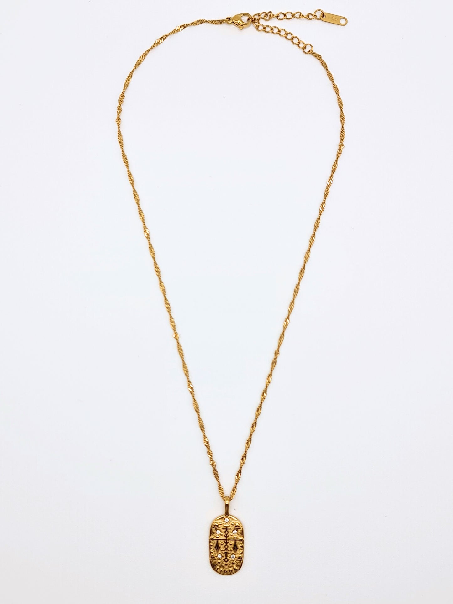The Kiki Libra 18k Gold Plated Stainless Steel Zodiac Starsign Crystal Necklace.