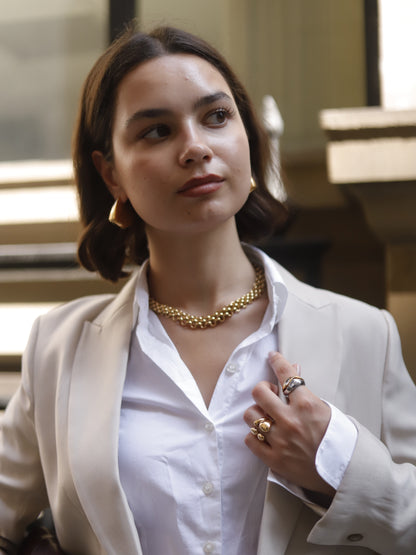 The Archie 18k Gold Plated Stainless T-Bar Fastening Chunky Chain Necklace.