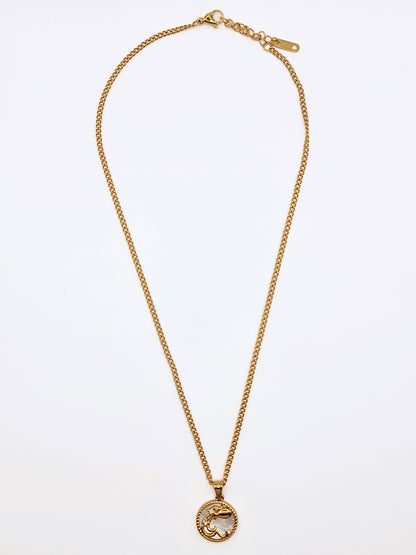 The Blair Aquarius 18k Gold Plated Stainless Steel Zodiac Starsign Pearlescent Necklace.