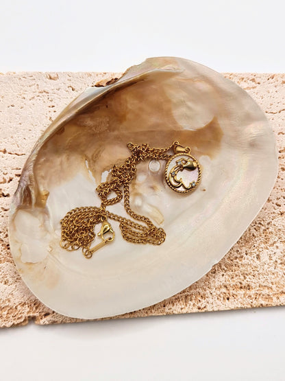 The Blair Aquarius 18k Gold Plated Stainless Steel Zodiac Starsign Pearlescent Necklace.