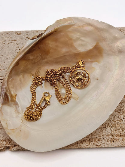 The Blair Cancer 18k Gold Plated Stainless Steel Zodiac Starsign Pearlescent Necklace.