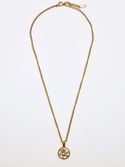 The Blair Capricorn 18k Gold Plated Stainless Steel Zodiac Starsign Pearlescent Necklace.