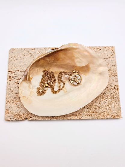 The Blair Capricorn 18k Gold Plated Stainless Steel Zodiac Starsign Pearlescent Necklace.