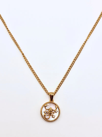 The Blair Scorpio 18k Gold Plated Stainless Steel Zodiac Starsign Pearlescent Necklace.