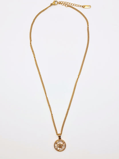 The Blair Scorpio 18k Gold Plated Stainless Steel Zodiac Starsign Pearlescent Necklace.