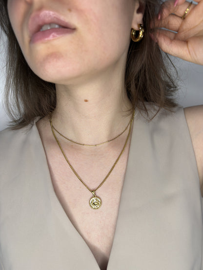 The Blair Cancer 18k Gold Plated Stainless Steel Zodiac Starsign Pearlescent Necklace.