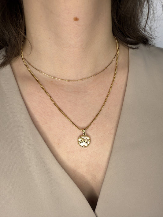 The Blair Taurus 18k Gold Plated Stainless Steel Zodiac Starsign Pearlescent Necklace.