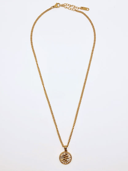 The Blair Gemini 18k Gold Plated Stainless Steel Zodiac Starsign Pearlescent Necklace.