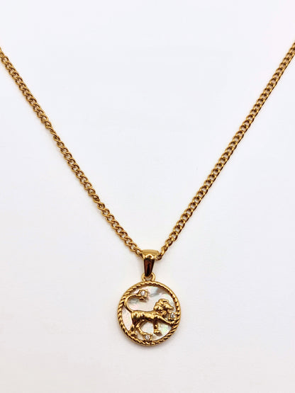 The Blair Leo 18k Gold Plated Stainless Steel Zodiac Starsign Pearlescent Necklace.