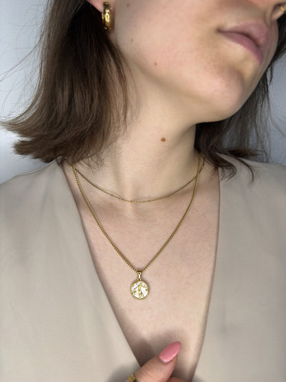 The Blair Libra 18k Gold Plated Stainless Steel Zodiac Starsign Pearlescent Necklace.