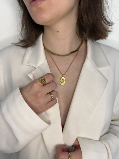 The Kiki Leo 18k Gold Plated Stainless Steel Zodiac Starsign Crystal Necklace.