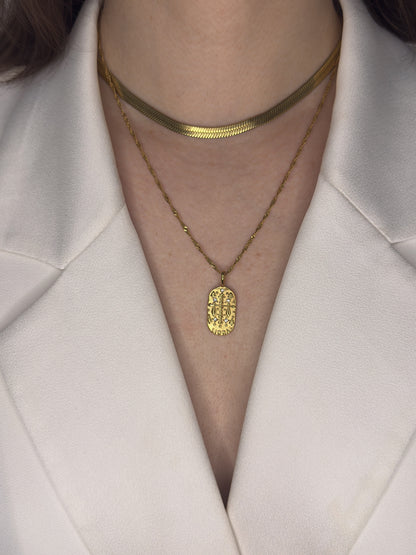 The Kiki Libra 18k Gold Plated Stainless Steel Zodiac Starsign Crystal Necklace.