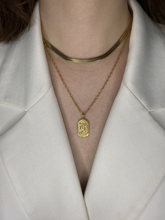 The Kiki Pisces 18k Gold Plated Stainless Steel Zodiac Starsign Crystal Necklace.