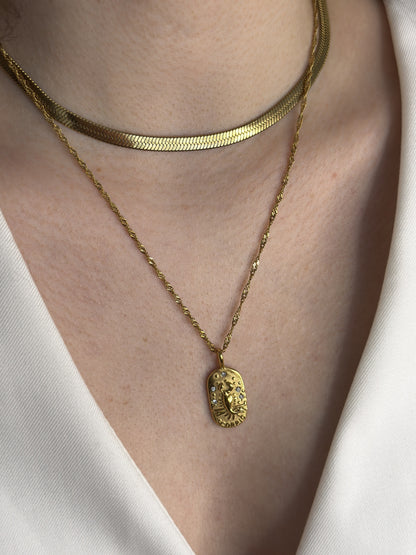 The Kiki Scorpio 18k Gold Plated Stainless Steel Zodiac Starsign Crystal Necklace.