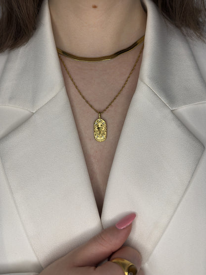 The Kiki Taurus 18k Gold Plated Stainless Steel Zodiac Starsign Crystal Necklace.
