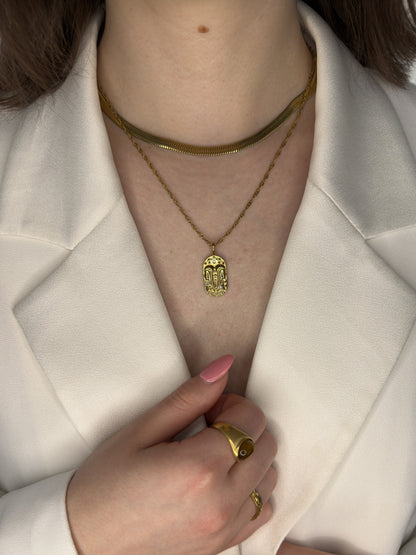 The Kiki Gemini 18k Gold Plated Stainless Steel Zodiac Starsign Crystal Necklace.