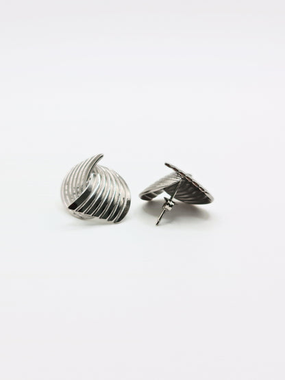 The Curlew Silver Finish Tarnish-Free Statement Crossover Stud Earrings