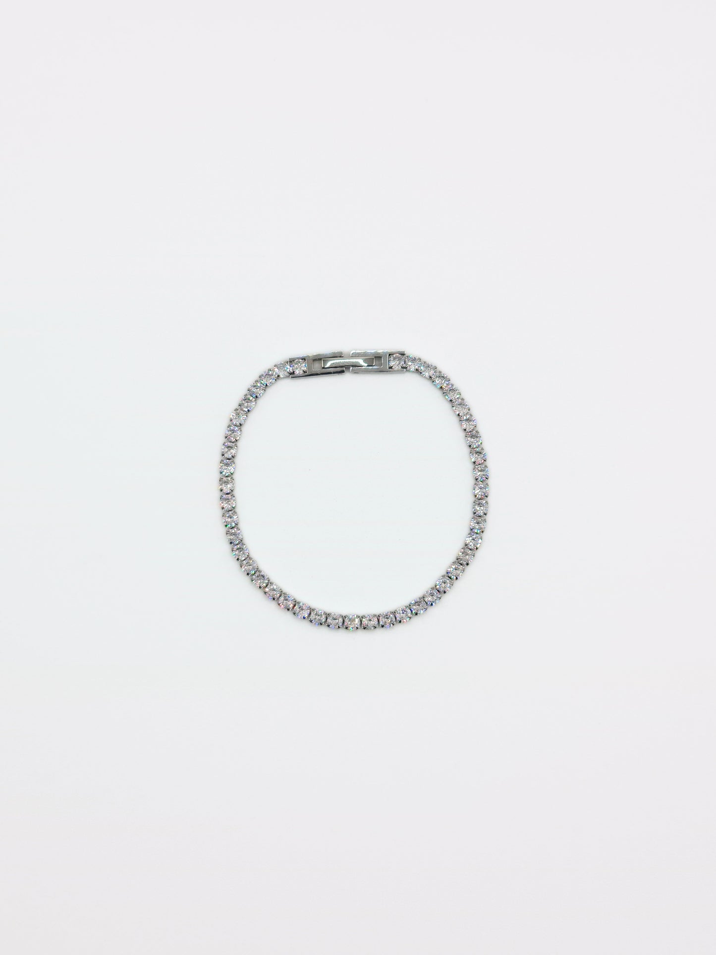 The Tory Silver Finish Tarnish-Free Cubic Zirconia Crystal Tennis Chain Bracelet