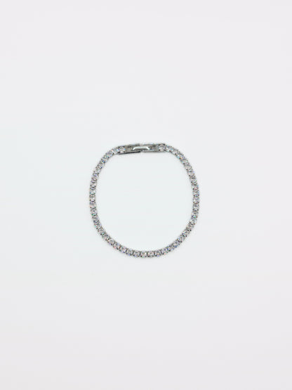 The Tory Silver Finish Tarnish-Free Cubic Zirconia Crystal Tennis Chain Bracelet