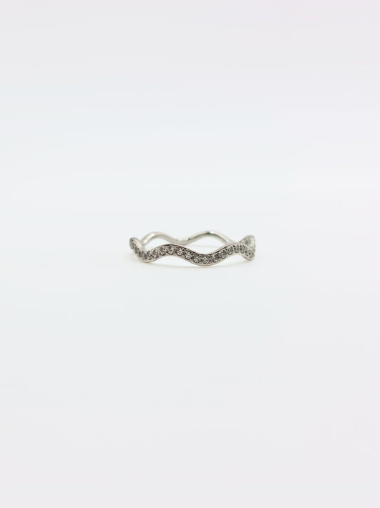The Waverly Silver Finish Tarnish-Free Fine Crystal Wavy Layering Ring