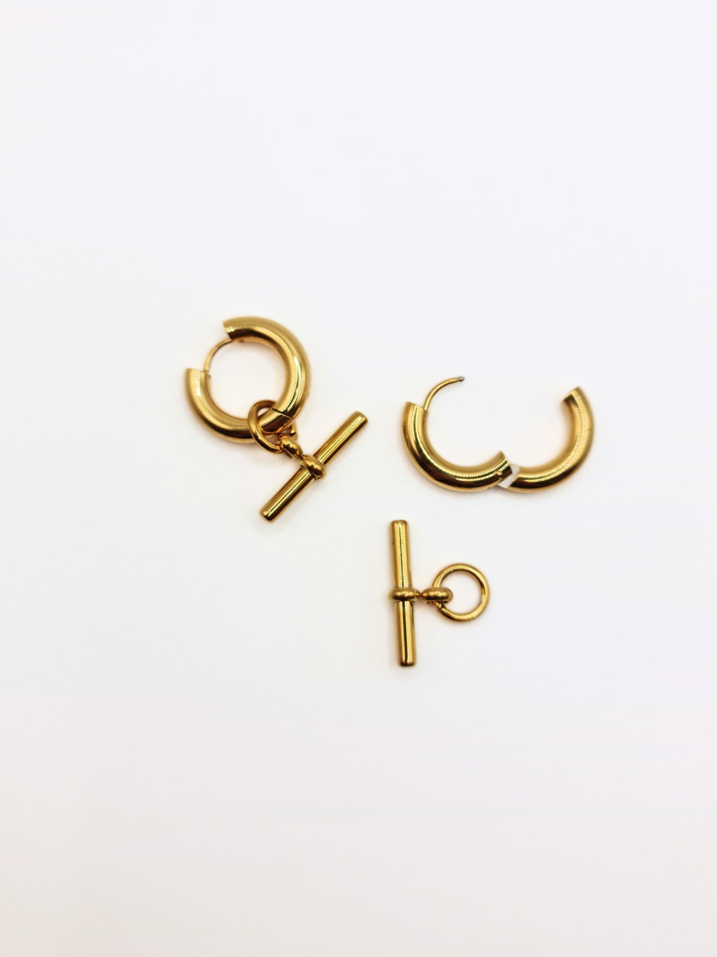 The Tala 18k Gold Plated Tarnish-Free T-Bar Drop Hoop Earrings