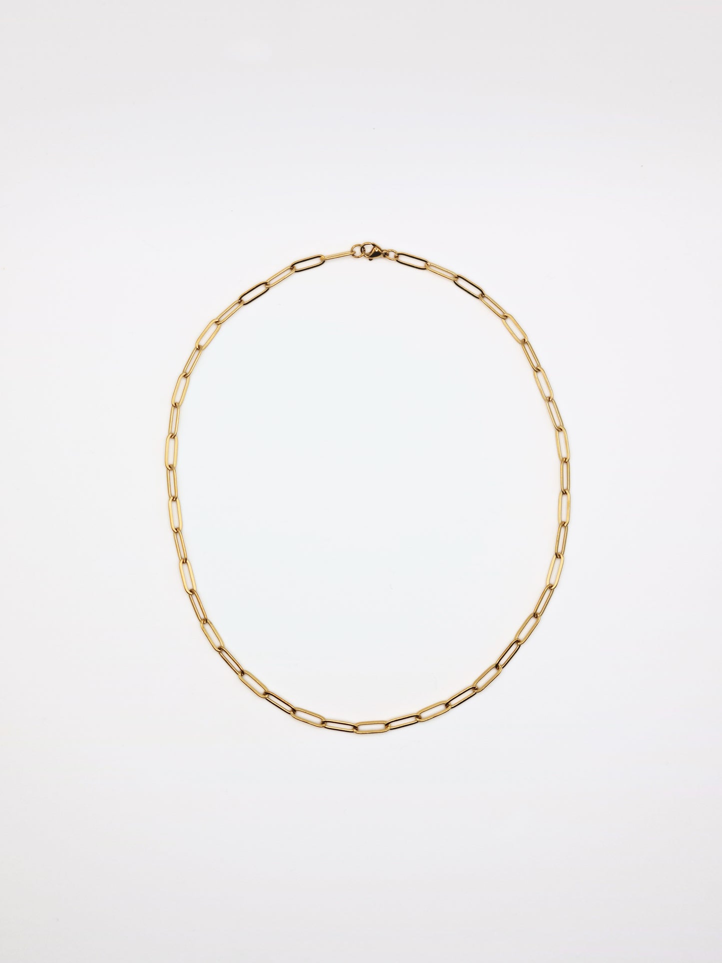The Poppy Set 18k Gold Plated Tarnish-Free Paperclip Chain Necklace & Bracelet