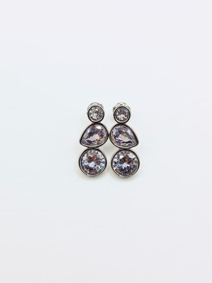 The Quartz Silver Finish Tarnish-Free Bezel Crystal Stud Earrings