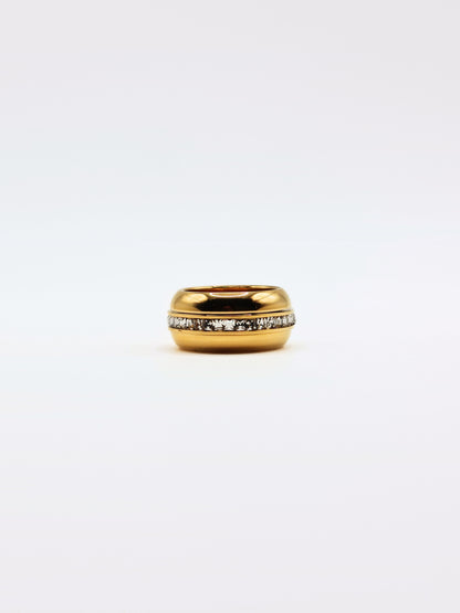 The Intrepid 18k Gold Plated Tarnish-Free Crystal Fidget Spin Ring