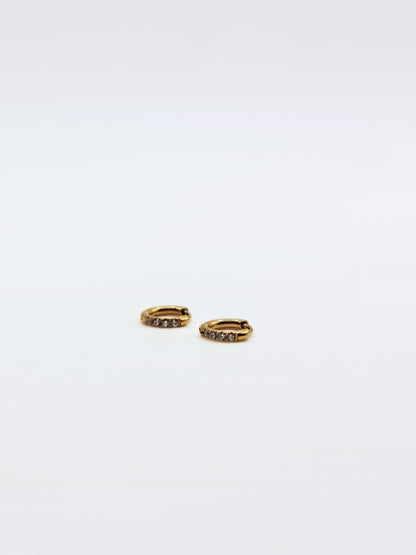 The Alaia Essentials 18k Gold Plated Tarnish-Free Crystal Pave Huggie Hoop Earrings in 6mm