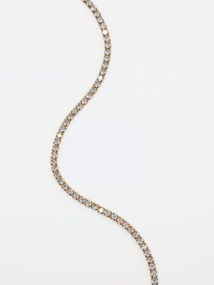 The Tory Set 18k Gold Plated Tarnish-Free Cubic Zirconia Crystal Tennis Chain Necklace & Bracelet