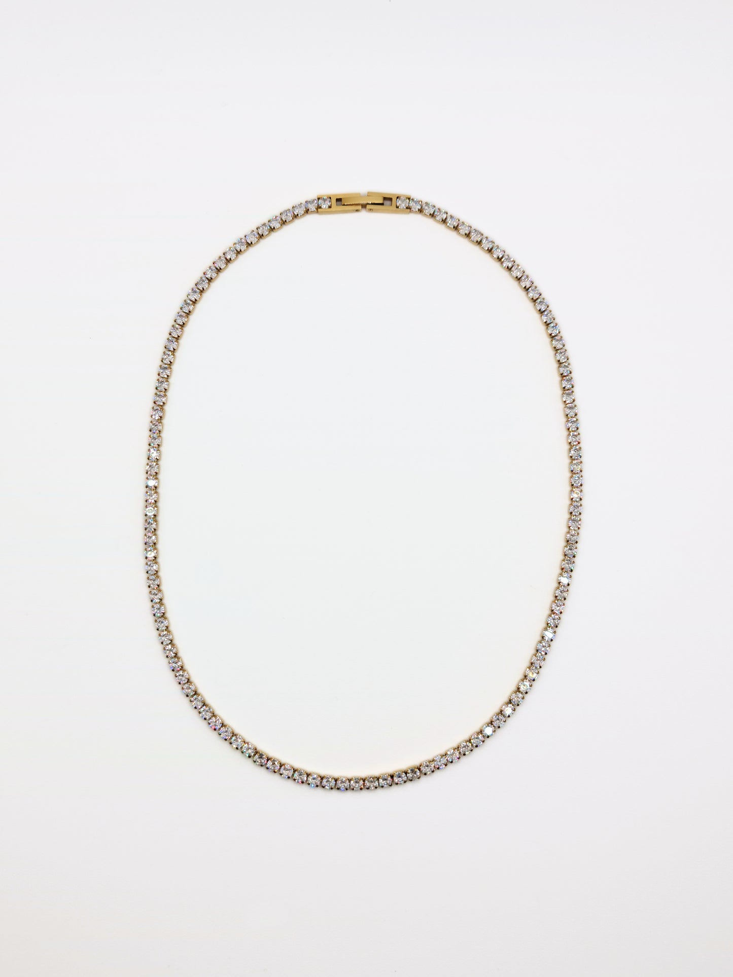 The Tory Set 18k Gold Plated Tarnish-Free Cubic Zirconia Crystal Tennis Chain Necklace & Bracelet