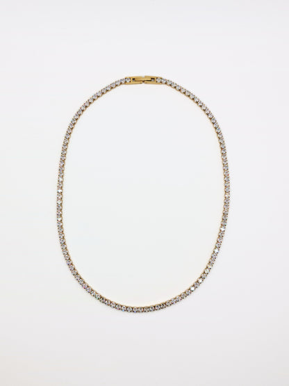 The Tory Set 18k Gold Plated Tarnish-Free Cubic Zirconia Crystal Tennis Chain Necklace & Bracelet