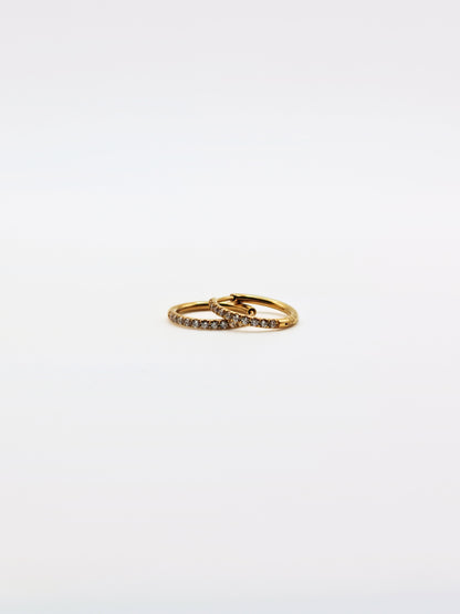 The Alaia Essentials 18k Gold Plated Tarnish-Free Crystal Pave Huggie Hoop Earrings in 12mm
