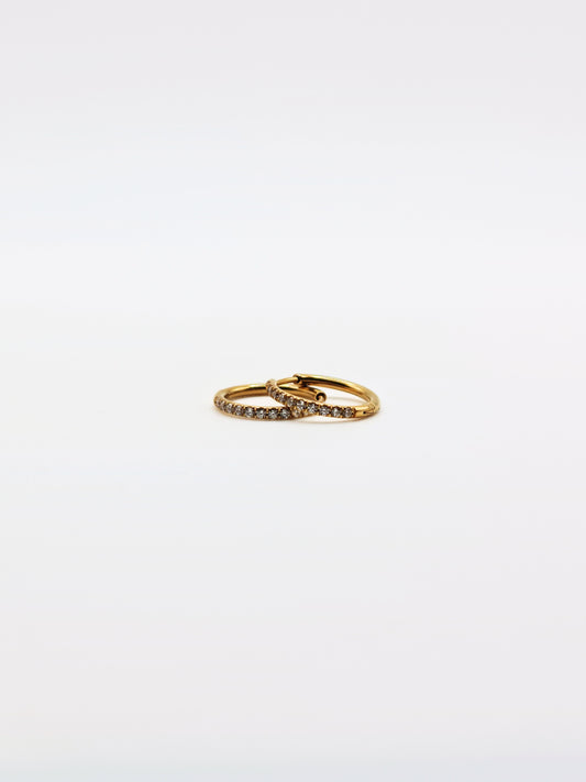 The Alaia Essentials 18k Gold Plated Tarnish-Free Crystal Pave Huggie Hoop Earrings in 12mm