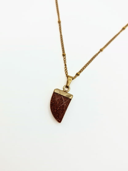 The Talisman Collection Goldstone 18k Gold Plated Semi Precious Gemstone Horn Pendant Necklace